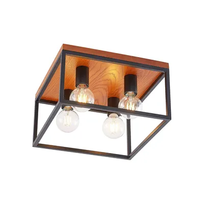 Produktbild von Lindby Miravi Deckenleuchte, Holz, vierflammig