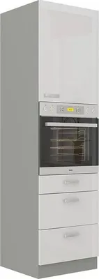 Obrázek produktu pro Vysoká skříňka 60 cm na vestavnou troubu GENJI 1 - šedá / lesklá bílá