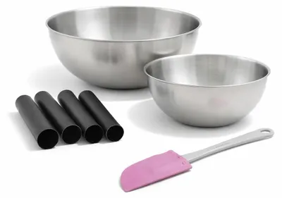 Image de Set de 7 ustensiles de pâtisserie 4 moules à gâteaux 2 bols et 1 spatule en silicone Zenker Smart Pastry