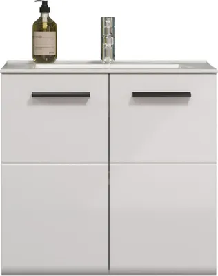 Produktbild von trendteam Bad Waschbeckenunterschrank Riva Weiß Melamin/Weiß Hochglanz Tiefzieh 62 x 59 x 47 cm