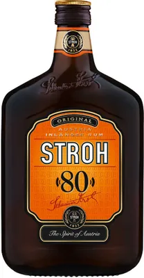 A bottle of Stroh 80 rum.