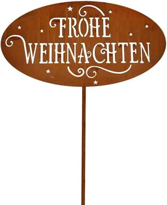 Produktbild von HAAC Gartenstecker Weihnachten 118 cm rostfarbig mit Erdspieß für Weihnacht