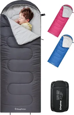 Produktbild von Schlafsack Deckenschlafsack Camping 3-4 Jahreszeiten Erwachsene Kinder 165x70cm Grau