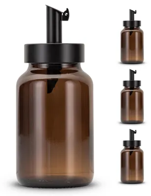 3 Zuckerstreuer mit Edelstahldosierer, 200 ml, braunes Glas