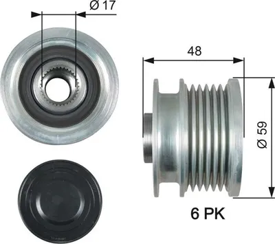 Produktbild von GATES Generatorfreilauf Riemenscheibe Lichtmaschine für OPEL INSIGNIA Caravan Ø59mm