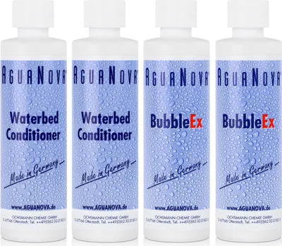 Four bottles of waterbed conditioner and bubble remover.