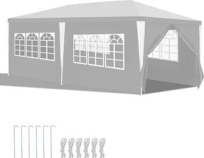 Produktbild von Izrielar Pavillon 3x6m mit Seitenwänden Tasche Wasserdicht UV-Schutz 50+Gartenpavillon Gartenzelt Partyzelt Weiß