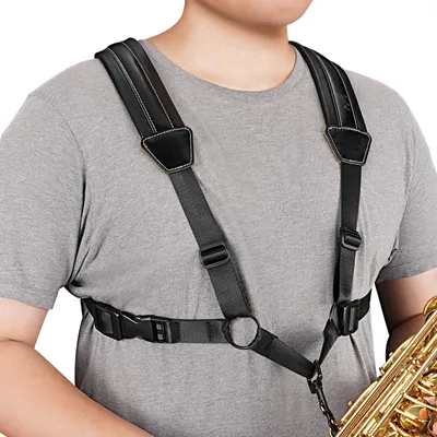 Produktbild von Saxophongurt Saxophonhalsband Saxophonschlinge - Leder - Verstellbar - Universal für Alt-, Tenor- und Baritonsaxophon