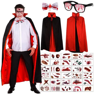 Obrázek produktu pro Kostým upíra s pláštěm a doplňky, ideální na Halloween