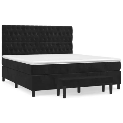 Produktbild von vidaXL Boxspringbett mit Matratze Schwarz 180x200 cm Samt