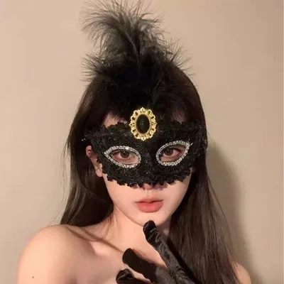 Produktbild von Schwarzes Partymaske, Halbgesichtsmaske mit Augenklappen, Nachtmaskenstil, 10,1 cm, 1 Stück
