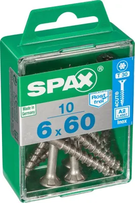 Produktbild von 10er-Pack SPAX Senkkopf-Torxschrauben aus Edelstahl, Durchmesser 6 mm x Länge 60 mm