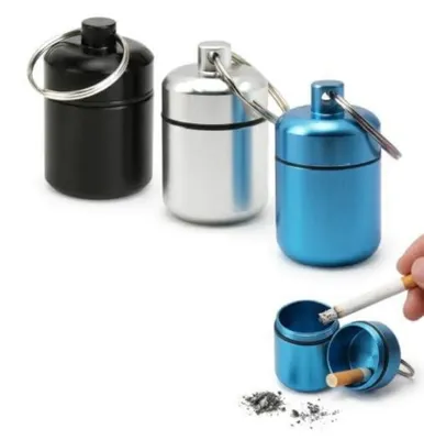 Productafbeelding van Set van 3 pillendoosjes, sleutelhanger, mini asbak voor onderweg, geurproef, met sleutelhanger