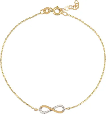 Produktbild von SuzanGold® Infinity Glow Armband Damen Gold | Goldschmuck Damen für Alltag & besondere Anlässe | 375 Echtgold mit Infinity Anhänger & Zirkonia | Handgefertigtes Design | Hypoallergen & wasserfest
