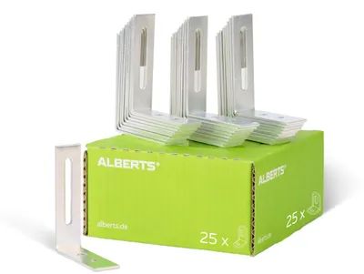 Produktbild von Alberts Verstellwinkel mit Langloch | galvanisch verzinkt, dickschichtpassiviert | 65 x 80 x 20 mm | 25er Set