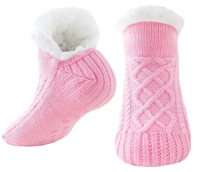 Produktbild von Kuschelsocken Damen Herren Rosa 36-44 EU Rutschfest Warm Fleece Gefüttert