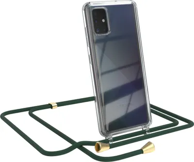 Produktbild von EAZY CASE Handykette kompatibel mit Samsung Galaxy A51, Handyhülle mit Umhängeband, Handykordel, Schutzhülle Clear, Band in Grün