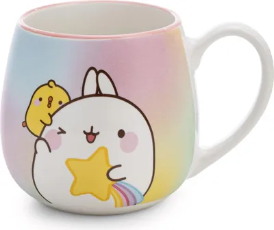 Produktbild von NICI Tasse MOLANG mit Sternschnuppe 400ml 8x9cm mit Banderole - bunt - Teetasse Kaffee-Tasse Porzellantasse Henkeltasse Tasse Mug mit Henkel für Kalt- und Heißgetränke | 62224