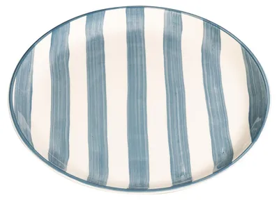Immagine prodotto di Zafferano Set 2 Piatti Piani Collezione Lido Decorazione Righe Colore Grigio in Vetroceramica Artigianale Dipinta a Mano  Italy - Riga Grigio