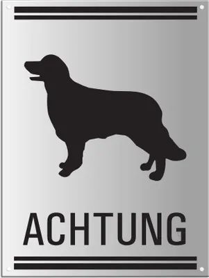 Produktbild von Warnschild - Achtung Hund Retriever | 200 x 150 mm gelocht Aluminium silber matt eloxiert