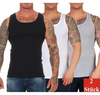 Produktbild von 2 Stück Herren Unterhemd Männer Unterwäsche Baumwolle; Weiß/L