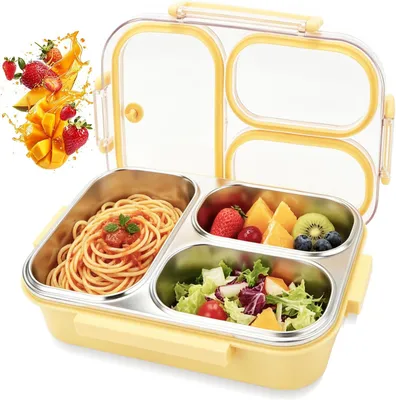 Image de Boîte à lunch Bento, 800 ml, en acier inoxydable, étanche, idéale pour les déplacements