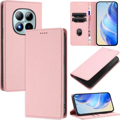 Immagine prodotto di Custodia per telefono cellulare in pelle Litchi per Xiaomi Redmi Note 15 Pro+ Portafoglio slot per schede funzione stand Rosa