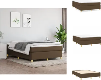 Obrázok produktu pre vidaXL Box spring bed dark brown 140x200 cm fabric - Postele a rámy postelí