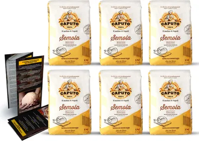 Produktbild von DELICRET - 6x 1kg Caputo Semola | Hartweizengrieß fein | | Für Pastateig und Brotteig | Der Geheimtipp für eine kunsprigen Pizzarand