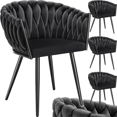 Produktbild von Set Esszimmerstuhl Astano Samt, Knotendesign - schwarz, 4er Set