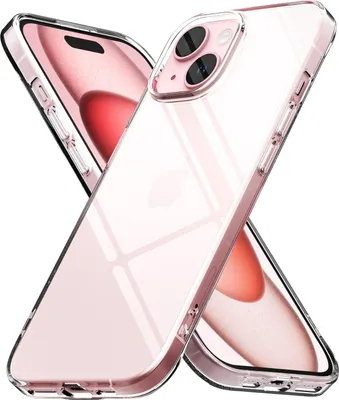 Two transparent iPhone cases are shown overlapping each other against a white background.