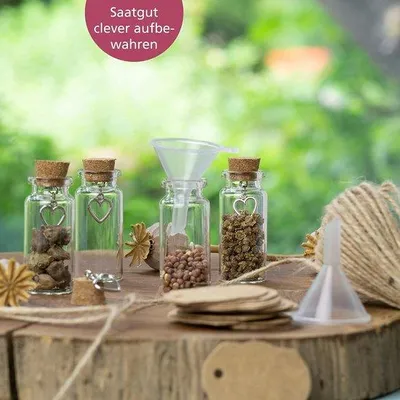 Produktbild von Famanu Reagenzgläser mit Korken - 60 Stück, 11 ml, mit Herzanhängern