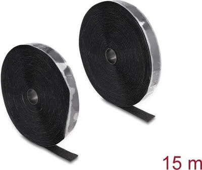 Image de DELOCK Klettband selbstklebend Haft/Flauschband 15mx25mm SW