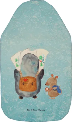 Produktbild von Mr. & Mrs. Panda Wärmflasche Pinguin & Maus Wanderer - Eisblau - Geschenk, Wandern, Wanderlust, Wärmekissen, Ausflug, mit Bezug, Abenteuer, Wärmflaschen, Bettflasche
