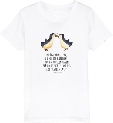 Produktbild von Mr. & Mrs. Panda Kleinkinder T-Shirt Pinguin Liebe 12-14 Jahre (152/164) - Weiß - Geschenk, Teenager, Freundin, Verlobung, Vertraut, Shirts für Kinder, Liebesspruch