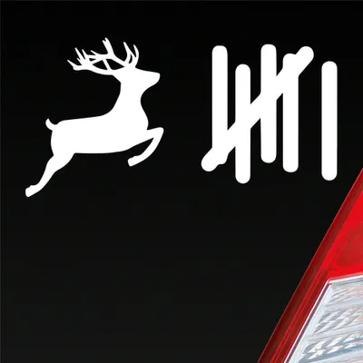Produktbild von Auto Aufkleber Strichliste Tally List Hirsch Winter Deer 15x8 cm Weiss Matt Sticker Heckscheibenaufkleber