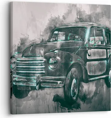 Produktbild von Bild auf Leinwand - Leinwandbild - Auto Retro - 30x30cm - Wand Bild - Wanddeko - Wandbilder - Leinwanddruck - Bilder - Kunstdruck - Wanddekoration - Leinwand bilder - Wandkunst - AC30x30-3834