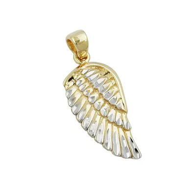 Produktbild von Anhänger Engelsflügel 20x10mm bicolor rhodiniert diamantiert 9Kt GOLD