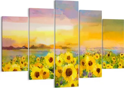 Produktbild von Bild auf Leinwand - Leinwandbild - Sonnenblumen Blume - 150x100cm - Wand Bild - Wanddeko - Leinwanddruck - Bilder - Kunstdruck - Wanddekoration - Leinwand bilder - Wandkunst - EA150x100-3775