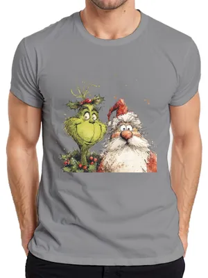 Produktbild von Grinch Weihnachtsmann lustig Weihnachten Geschenk Cartoon Retro Herren T-Shirt, Grau, XXL