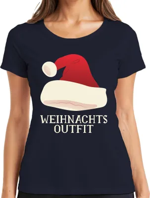 Produktbild von Weihnachtsoutfit Weihnachtsmütze - Weihnachten Weihnachtsgeschenk Christmas Damen T-Shirt, Navy, M