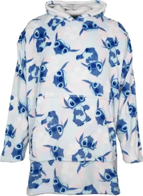 Produktbild von Disney Stitch Kuschelponcho Damen Kuscheldecke mit Ärmeln Kapuze Tasche S-L