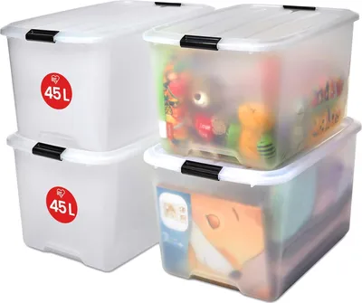 Produktbild von Iris Ohyama -  Aufbewahrungsbox mit Deckel, 45L, 4er-Set