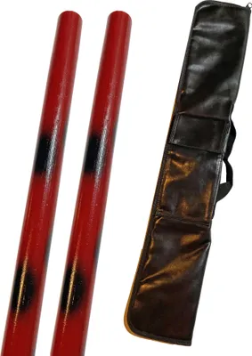 Produktbild von TEKKA BUDO 2er Set Escrima Stock schwarz-rot mit Transporttasche - 65 cm Rattan Stick geschliffen lackiert, Kali Arnis
