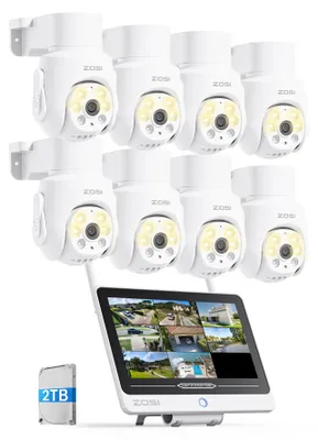 Produktbild von ZOSI 5MP WLAN Überwachungskamera Set Aussen mit 2TB NVR Monitor