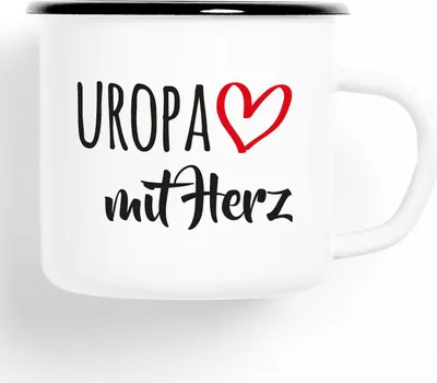 Produktbild von Huuraa Emaille Tasse Uropa Geschenk Kaffeebecher Vintage 300ml Uropa Präsent
