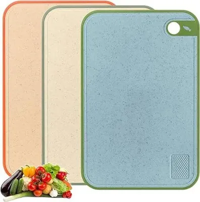 Produktbild von Küchenplatten-Set, groß, rutschfest, Obst, Gemüse, Fleisch, Frühstücksbrett, Kunststoff