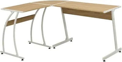 Produktbild von Eckschreibtisch L-förmig Eiche mit robustem Metallrahmen, 152x117x74 cm, großer Arbeitstisch für Büro und Homeoffice, platzsparend mit Stauraum, ergonomisch für Laptop und PC