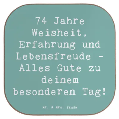 Produktbild von Mr. & Mrs. Panda Tassenuntersetzer Spruch 74. Geburtstag - Meeresbrise - Geschenk, Design Untersetzer, Getränkeuntersetzer, Alter, Coaster, für Gläser, besonderer Tag