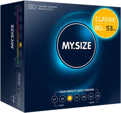 Produktbild von MY.SIZE Classic Kondome Größe 3 | 53 mm Breite | 80 Stück Megapackung | extra dünn | gefühlsecht hauchzart | dünne 0,07 mm Wandstärke